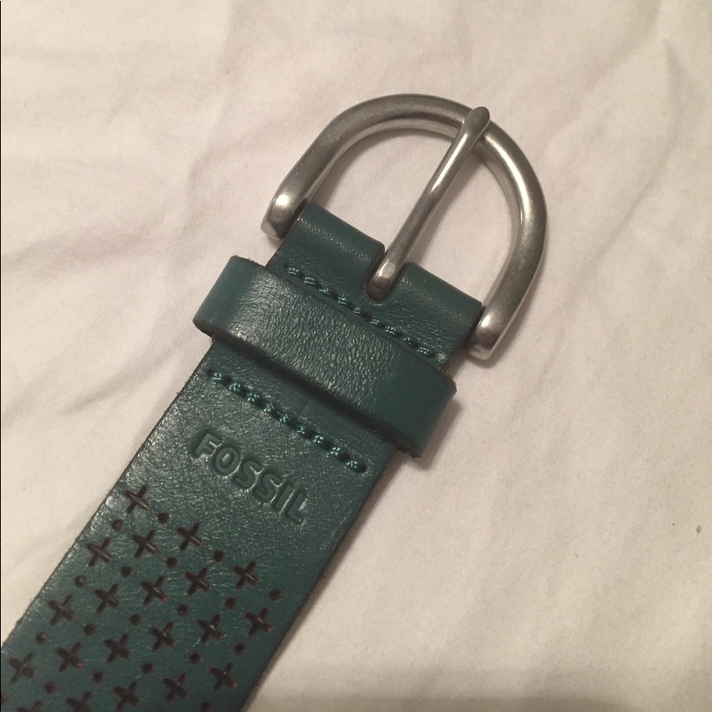 Green Leather Fossil Belt
