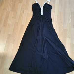 Evening Gown with white bedazzled straps