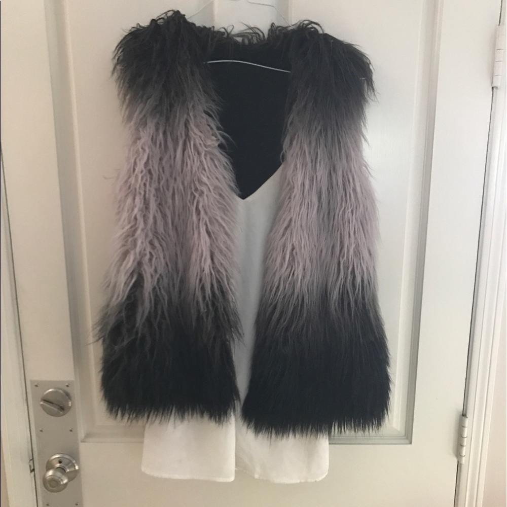 Ombré Shaggy Faux Fur Vest