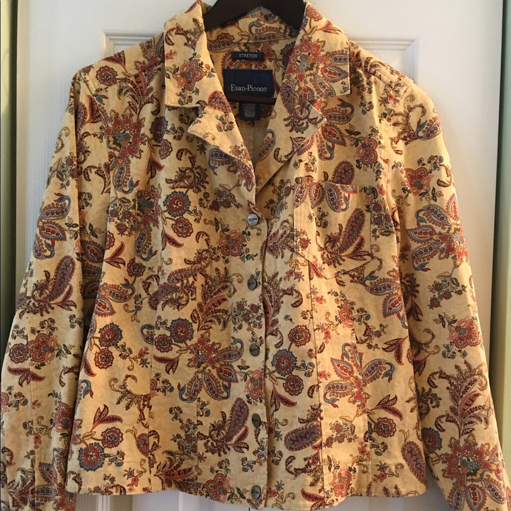 Evan-Picone light tan floral jacket size 12