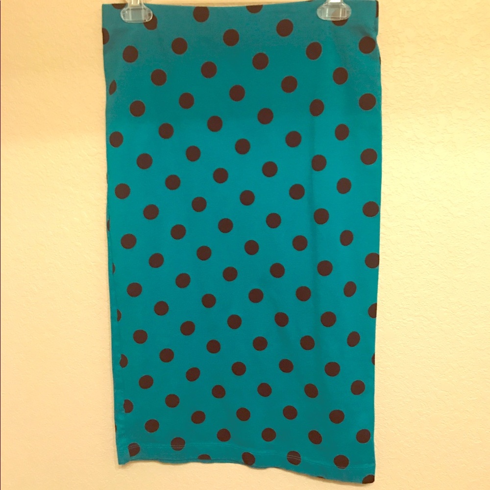 NWOT Forever 21 turquoise & black polka dot skirt