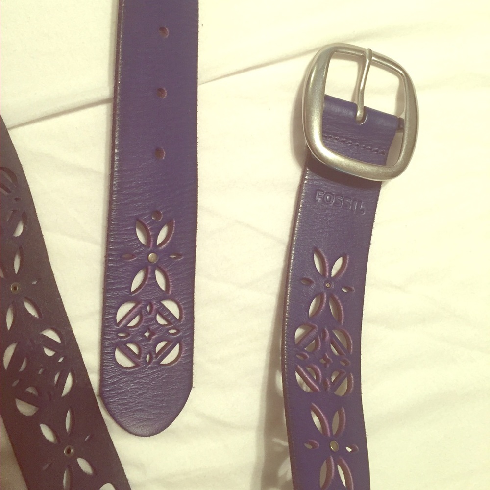 Blue/Purple Genuine Leather Fossil Belt