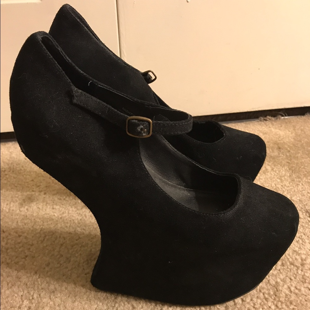 Jeffrey Campbell "Night-walk" Black Suede Size 9