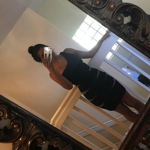 Black Rhinestone One Shoulder Dress