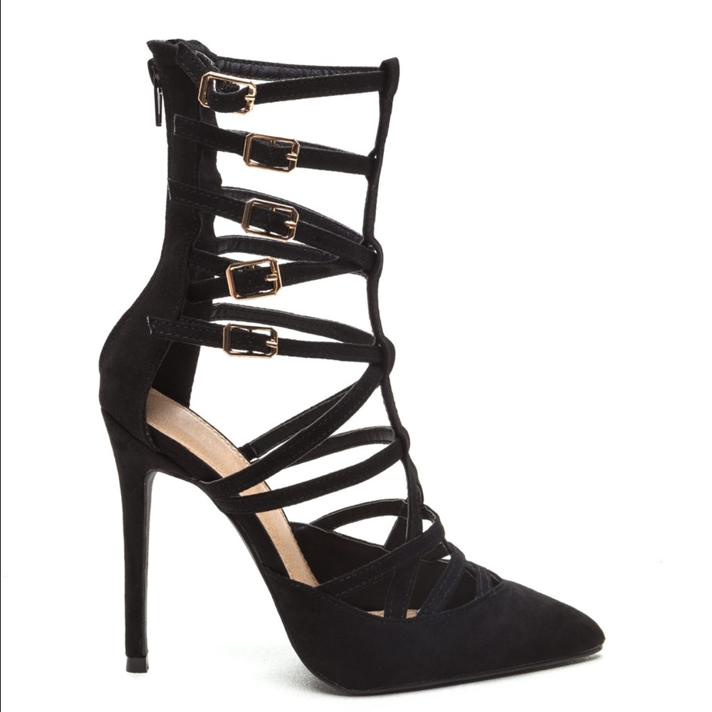 Black cage heels