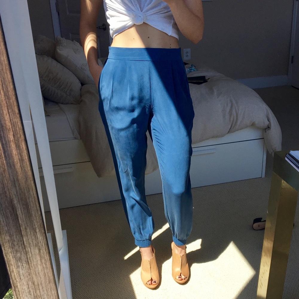 Joie blue silk joggers