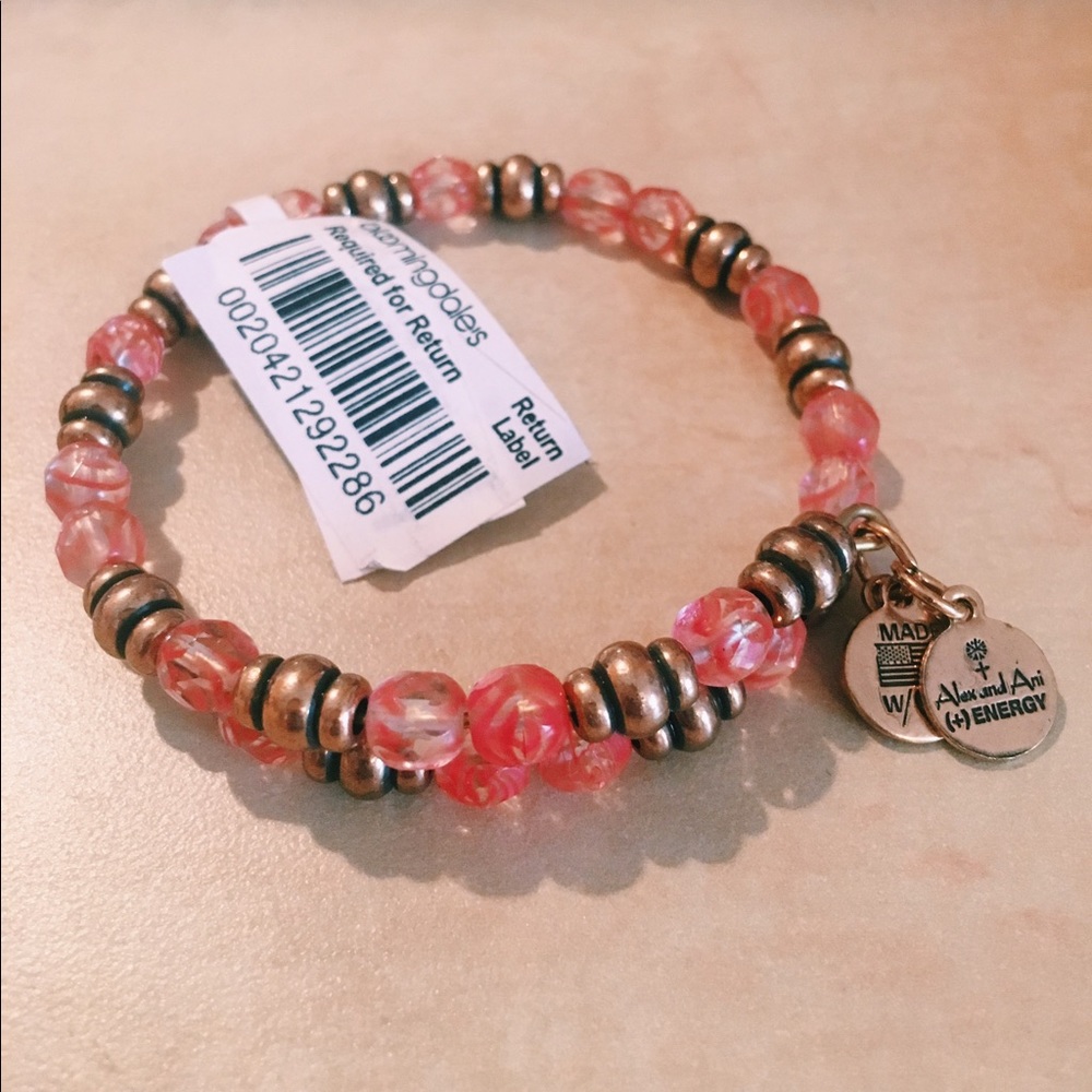 Alex and Ani pink and gold beaded bracelet