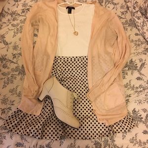 cream polka-dotted miniskirt