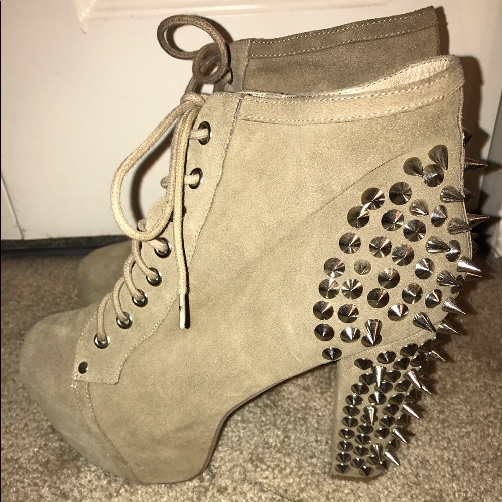 Jeffrey Campbell Spiked Litas Suede Taupe Size 9