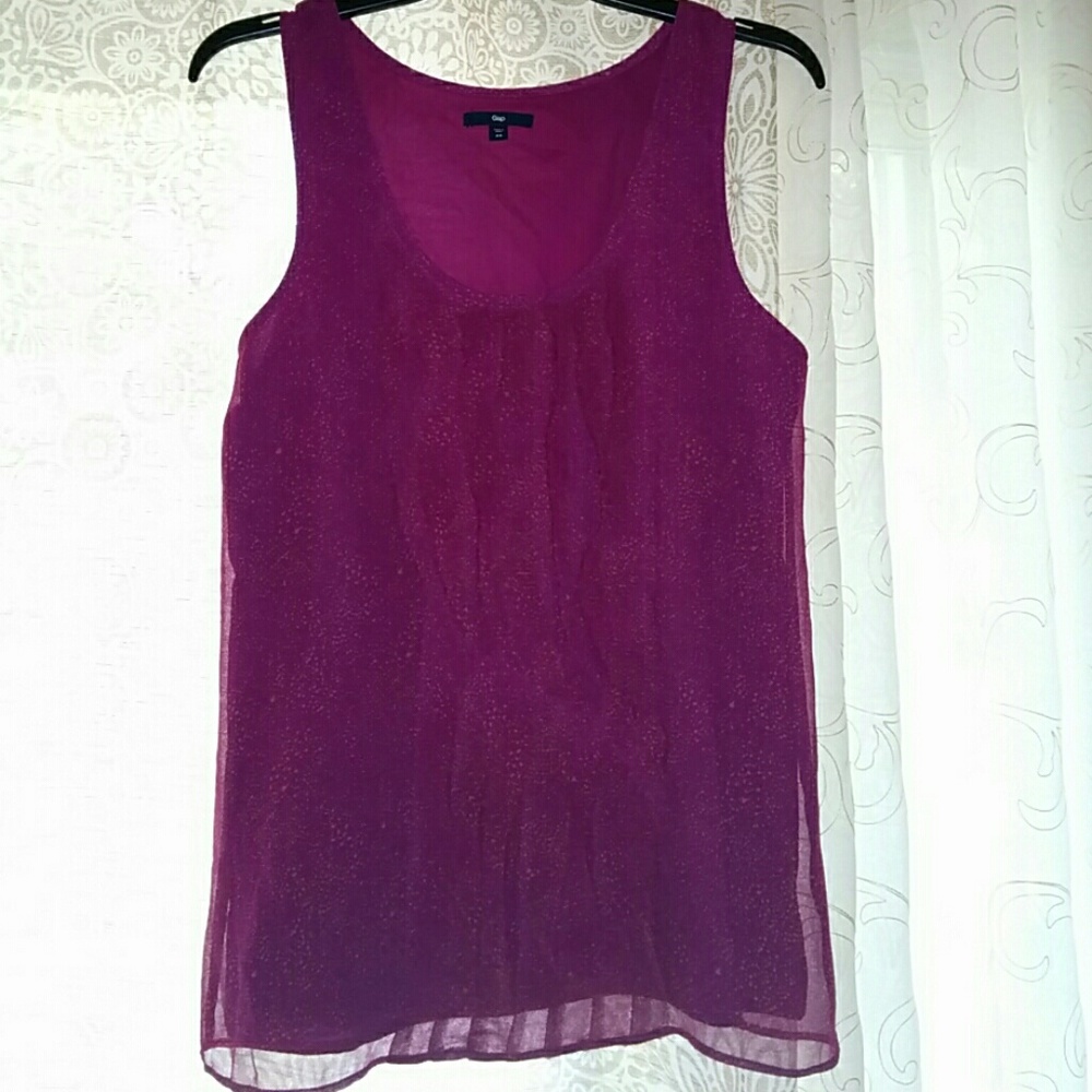 Gap Chiffon Sleeveless Blouse with Ruffle Front