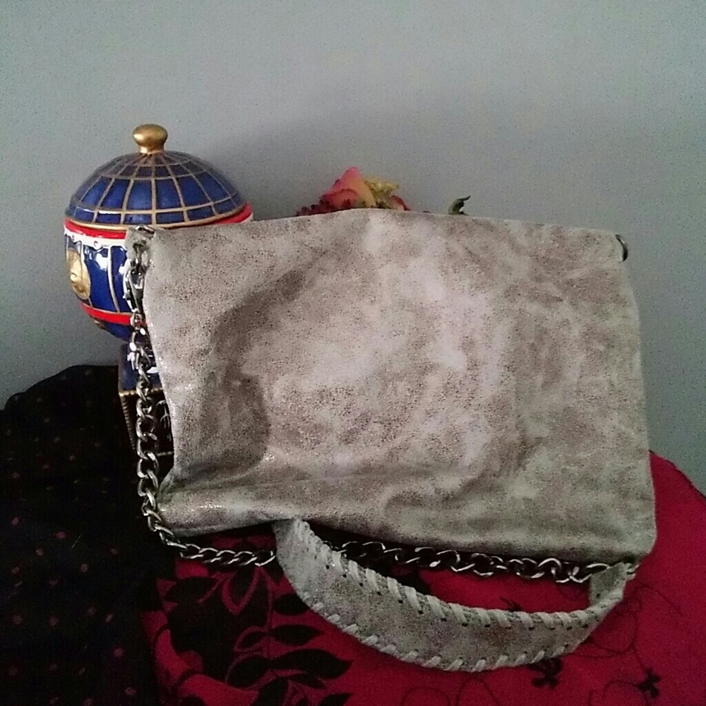 GREY / TAUPE WHIPSTICH  SHOULDER BAG - Picture 2 of 4