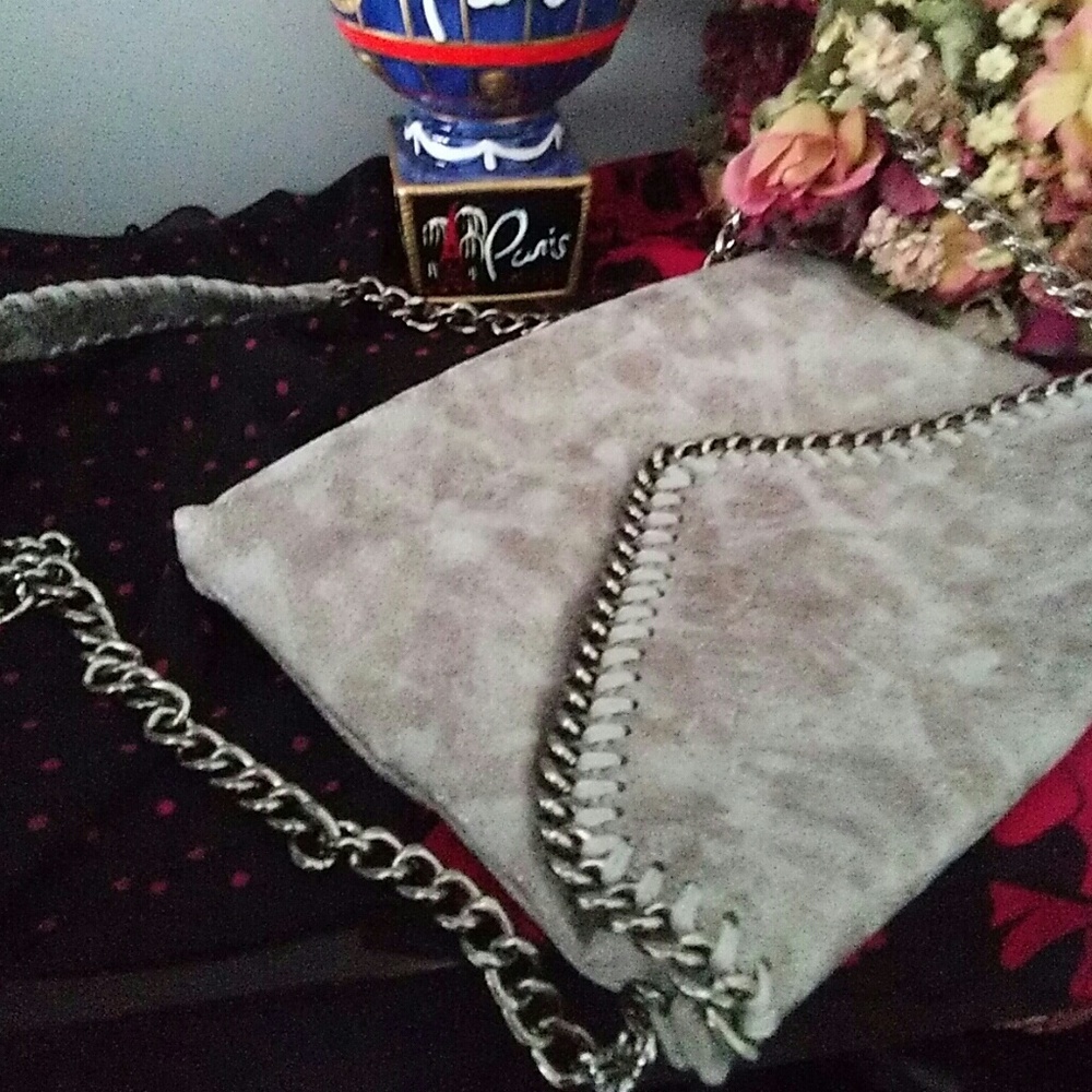 GREY / TAUPE WHIPSTICH  SHOULDER BAG - Picture 3 of 4