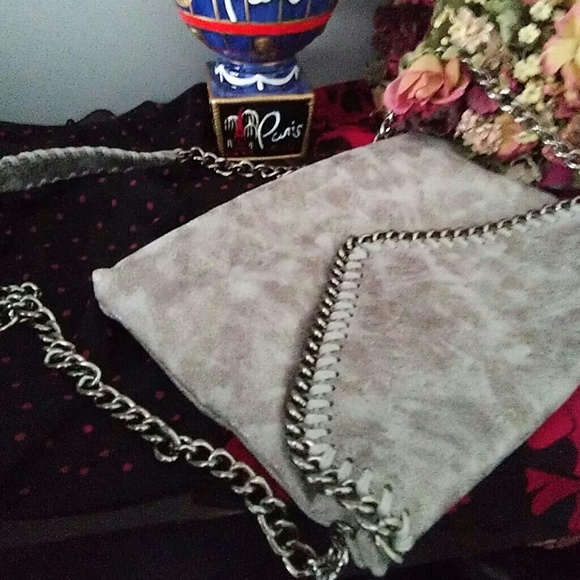 GREY / TAUPE WHIPSTICH  SHOULDER BAG - Picture 3 of 4