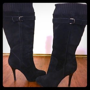 Guess Suede Stiletto Black Boots 9M.