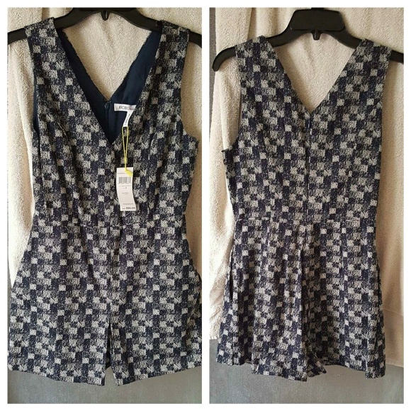 New BCBGeneration Checkered Jacquard Skort Romper - Picture 5 of 6