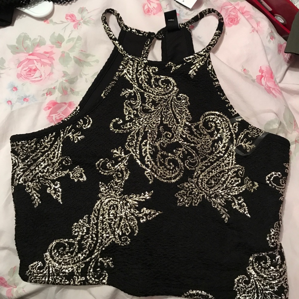 gold foil crop top