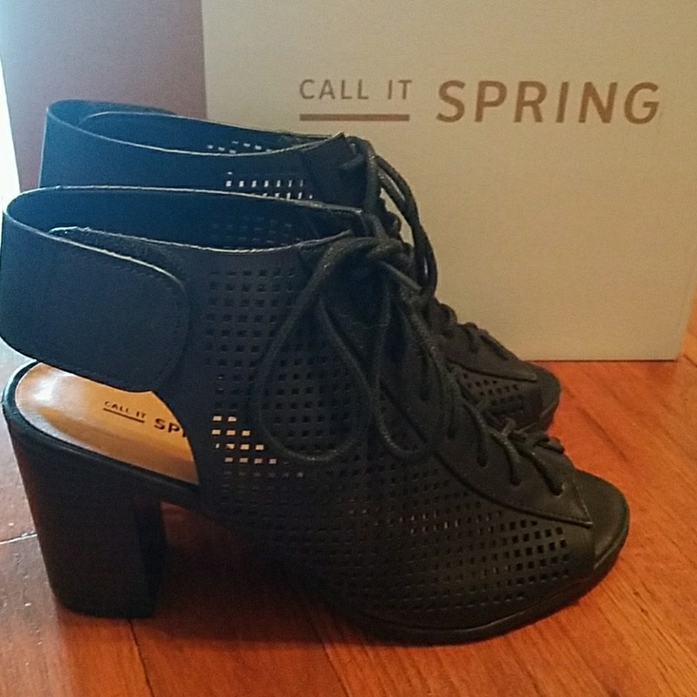 Brand New Adreliven Black Peep Toe Lace Up Shoes
