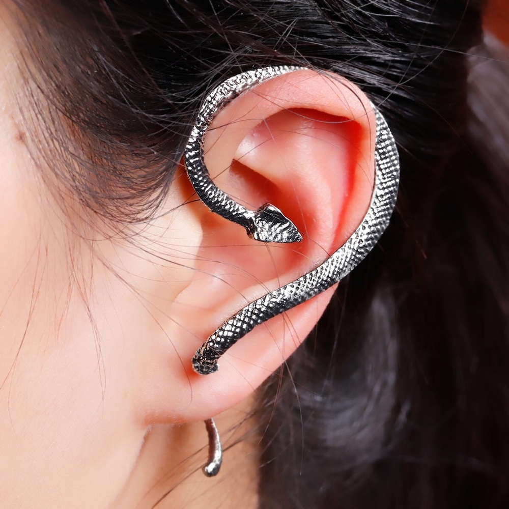 Snake Ear Cuff Halloween Silver Earring