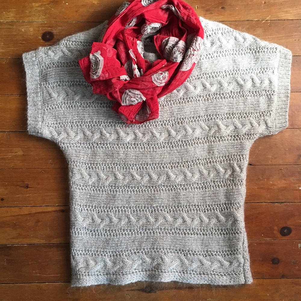 Express short-sleeved silver sweater