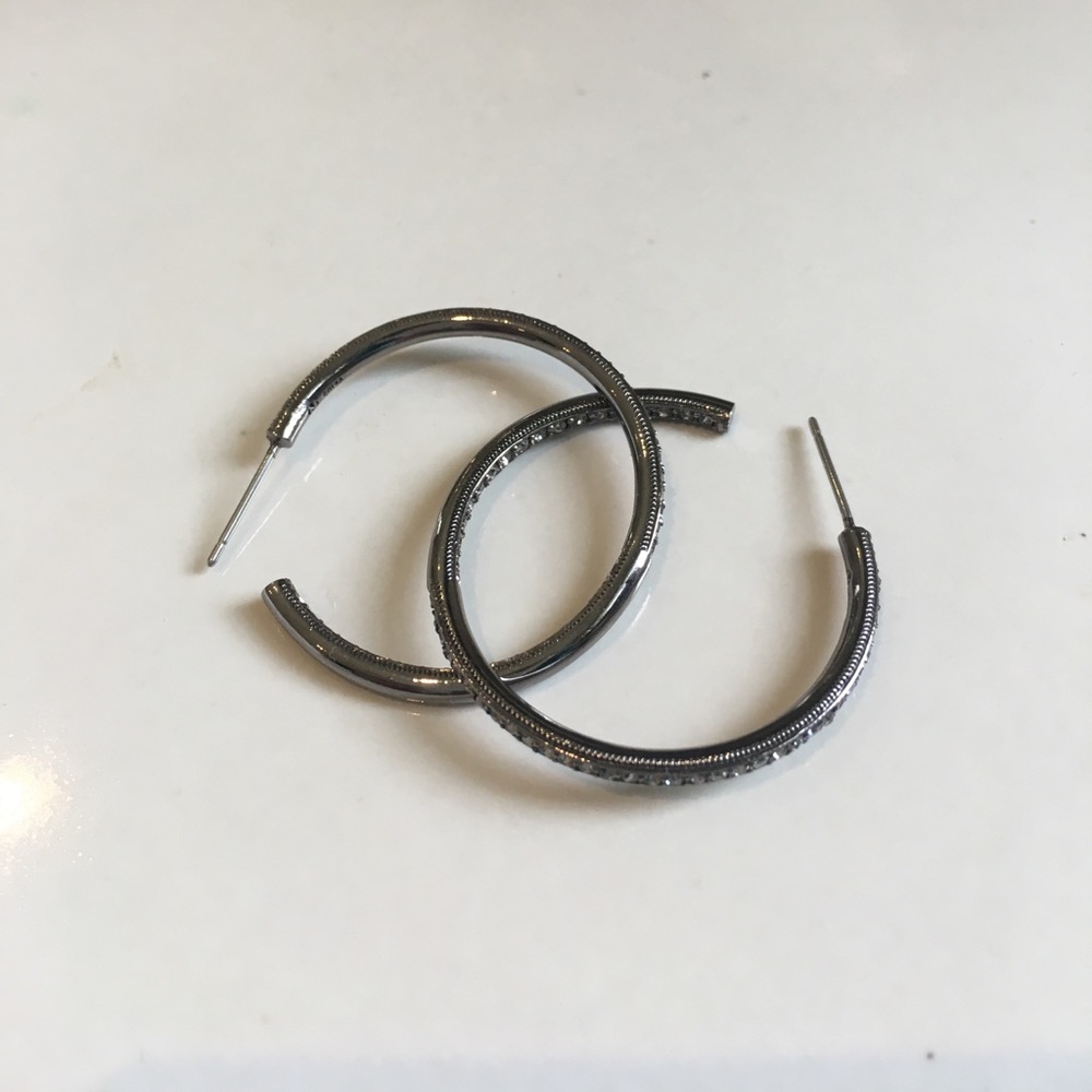 Silver diamond hoops