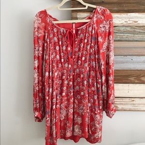 free People red boho dress
