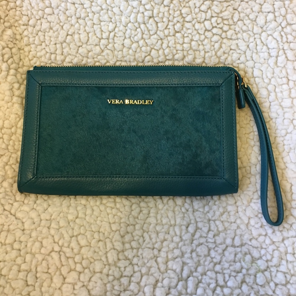 Vera Bradley Calf Hair Wristlet-Dark Teal