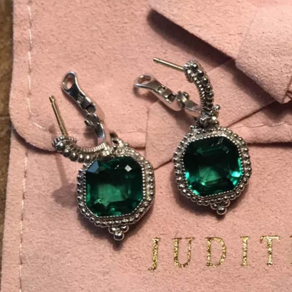 Judith ripka earrings , 18 k post, + 925