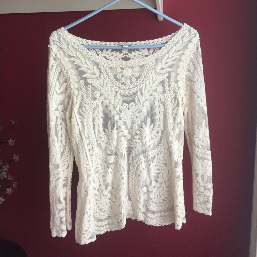 Express - cream lace long sleeve