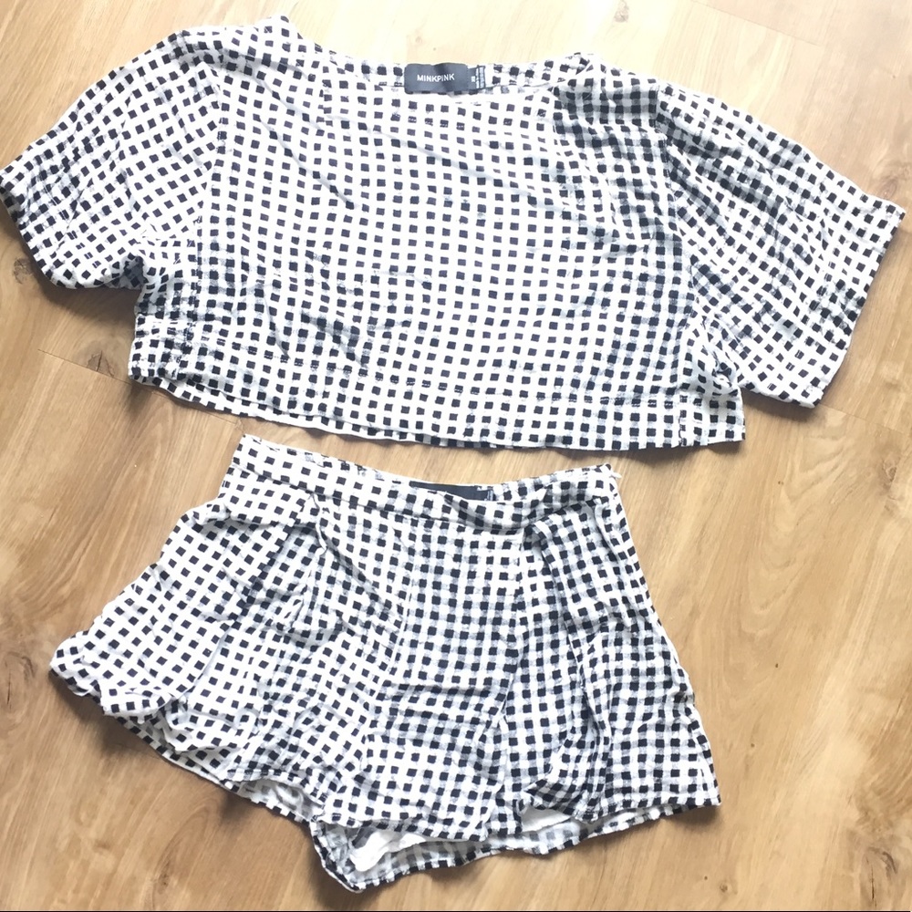 Mink Pink matching crop top and shorts