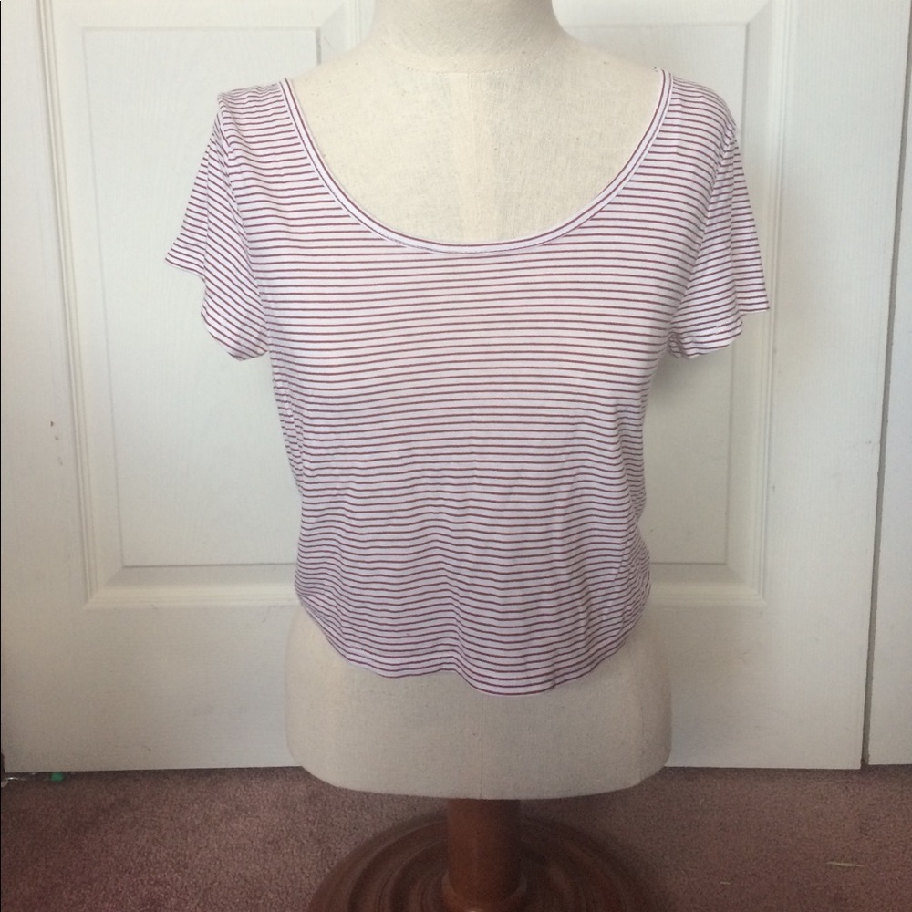 AE maroon and white crop top
