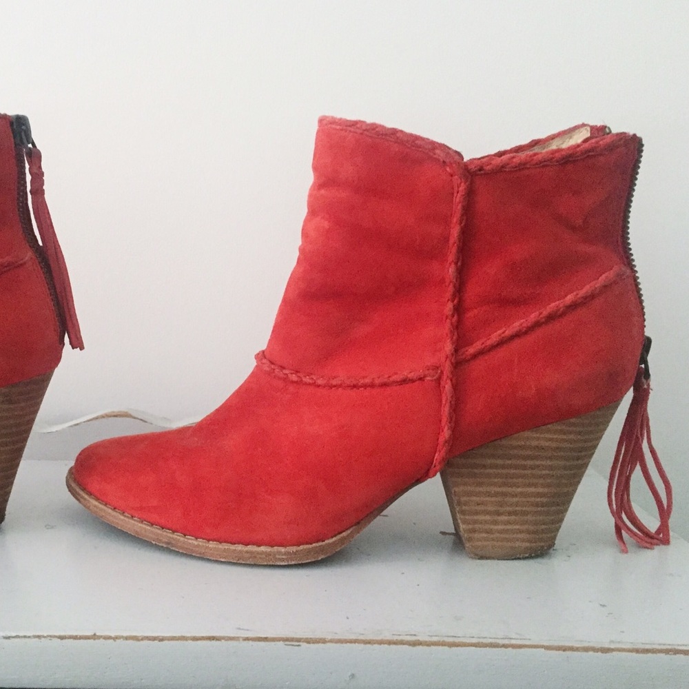 Ella Moss red suede ankle boots