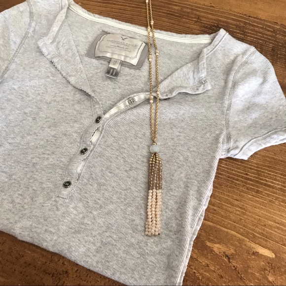 American Eagle Outfitters Tops - American Eagle Outfitters gray button down shirt!