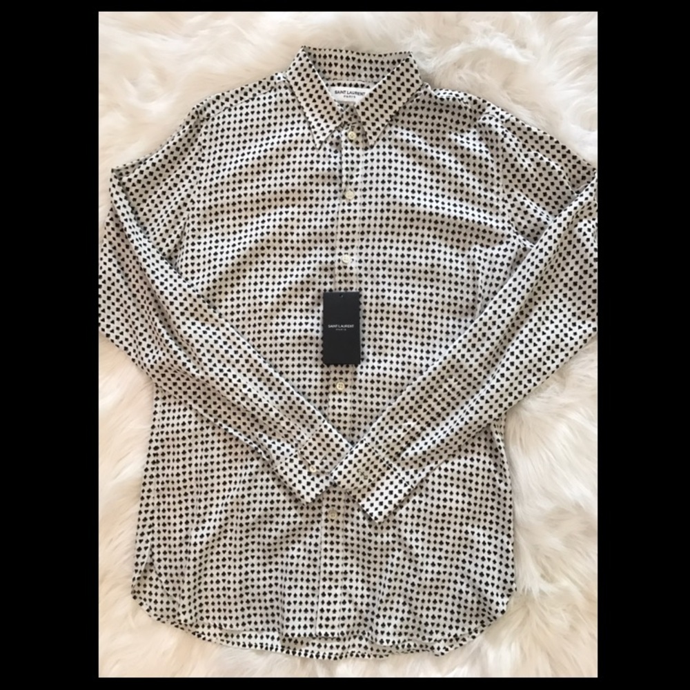 YSL men's button up silk shirt NWT