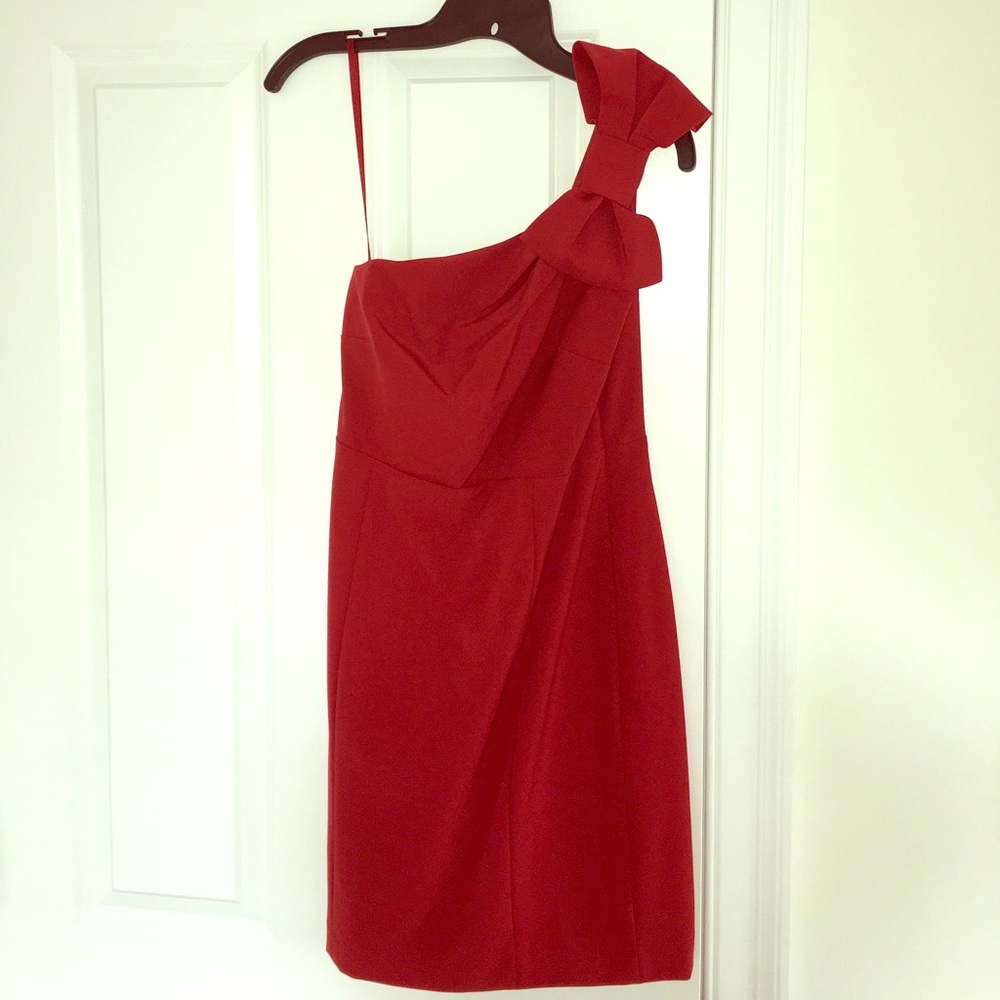Ann Taylor bow details red dress like new!