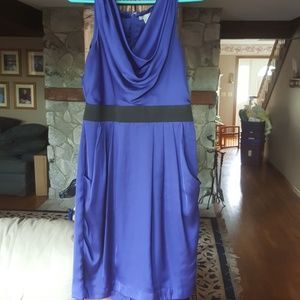 H&M Silky blue cowel neck dress with pockets