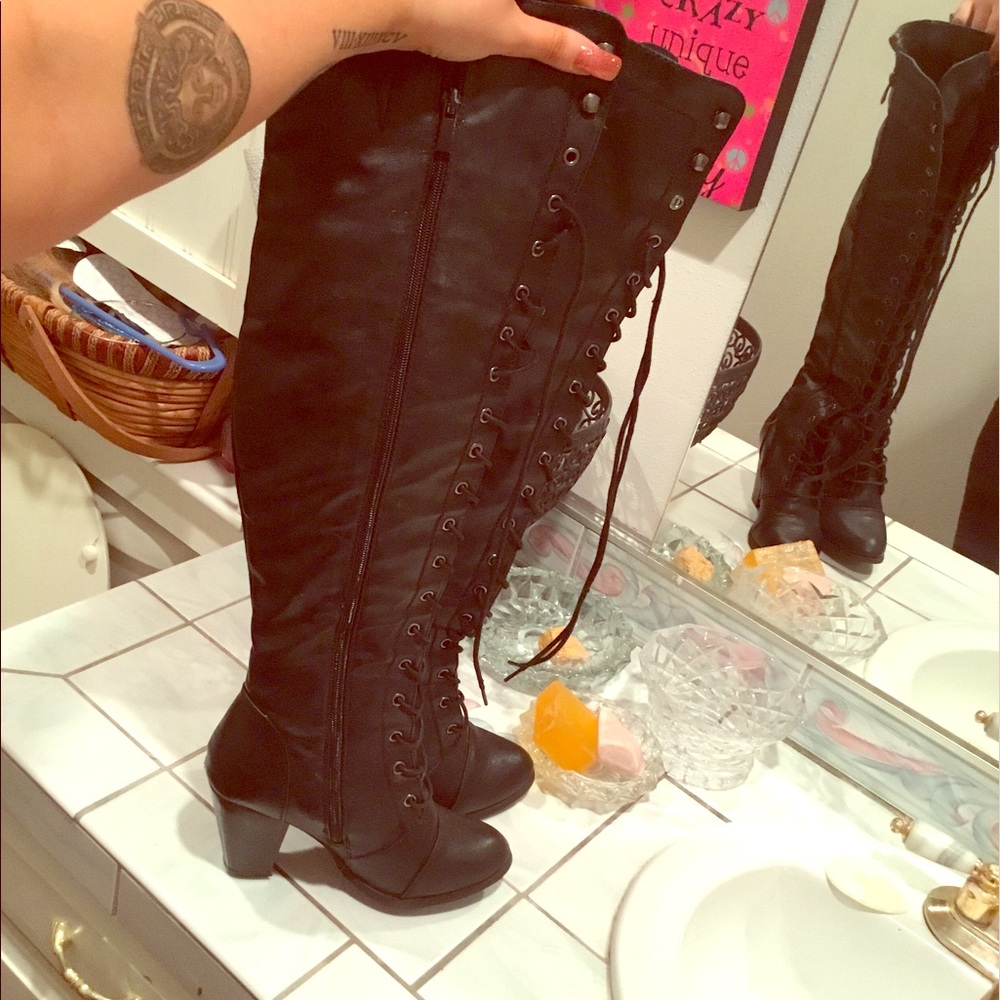 black knee high boots