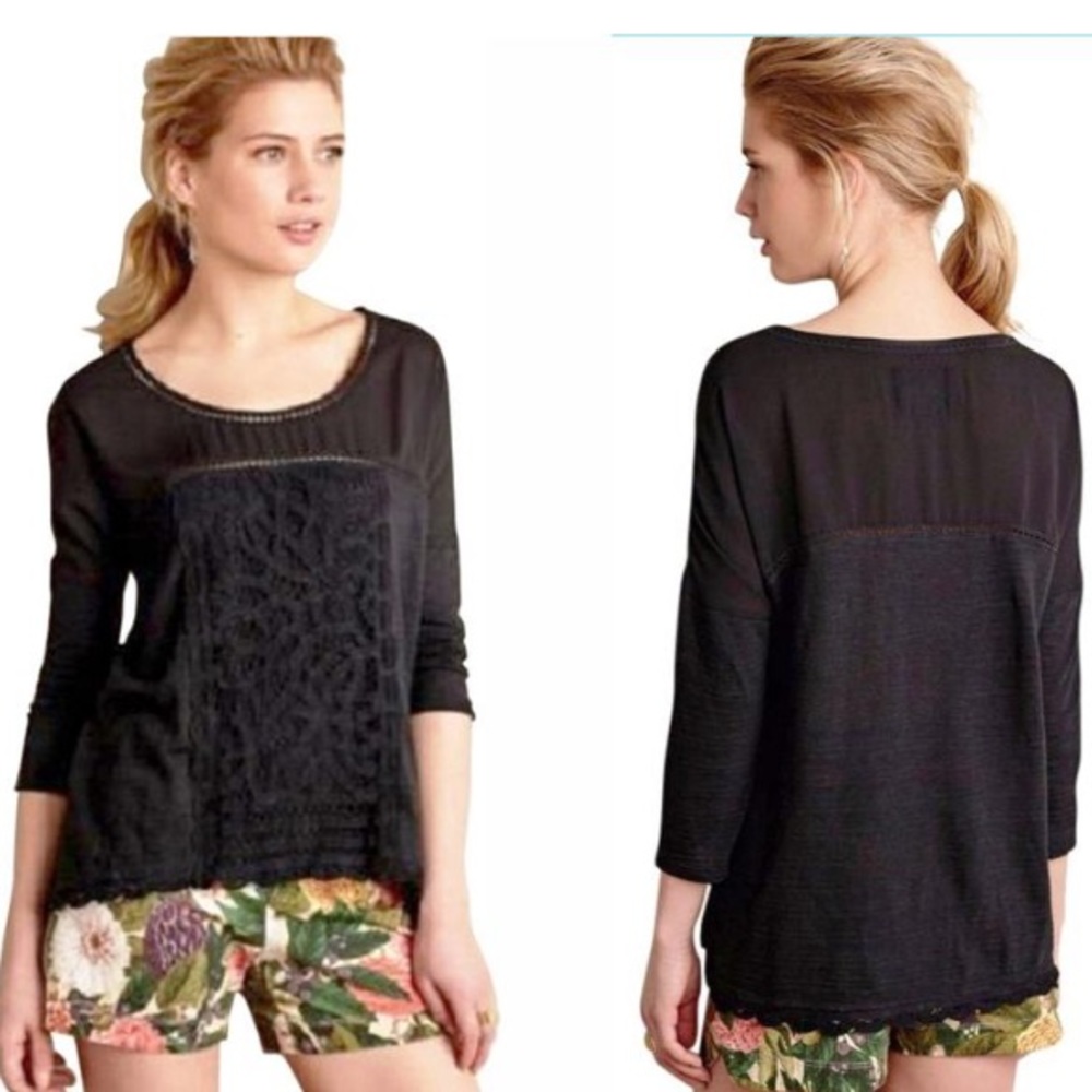 Anthropologie Meadow Rue high low lace top