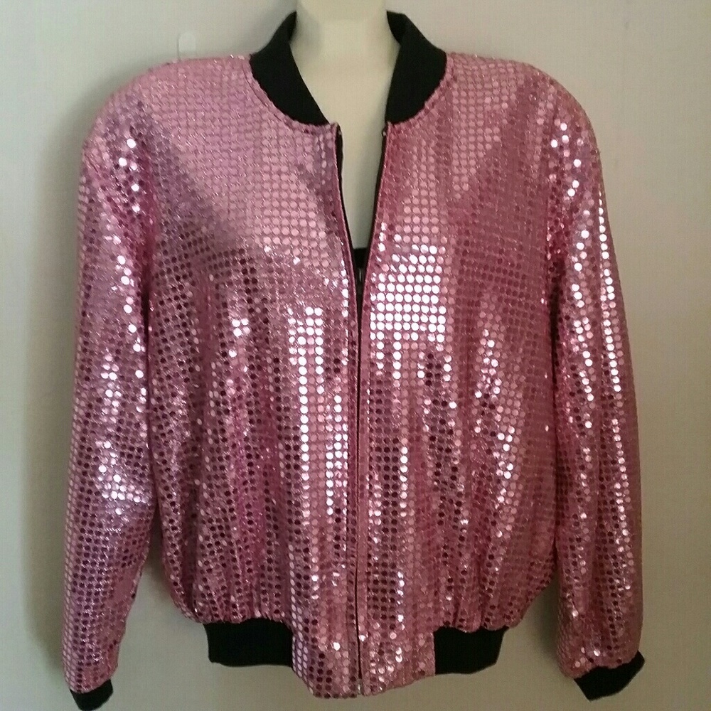 1980s pink sequin bomber!