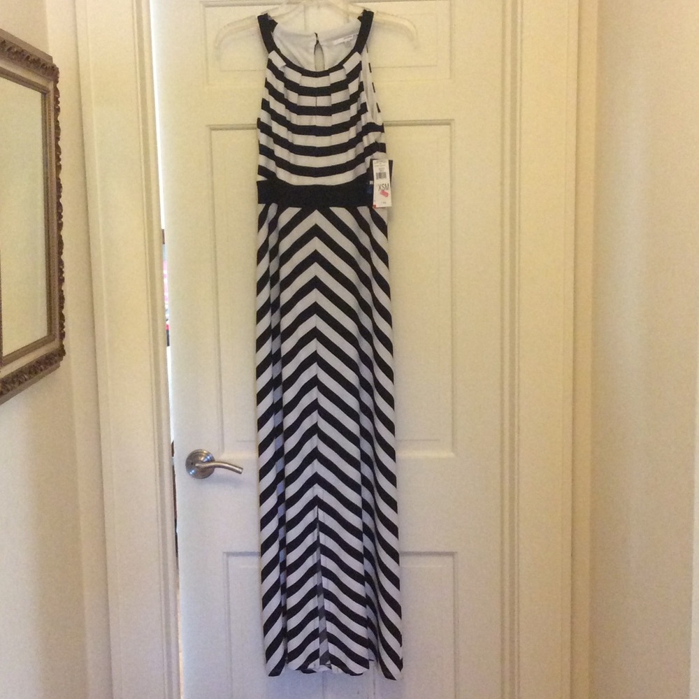 Black and white striped Maxi Dress