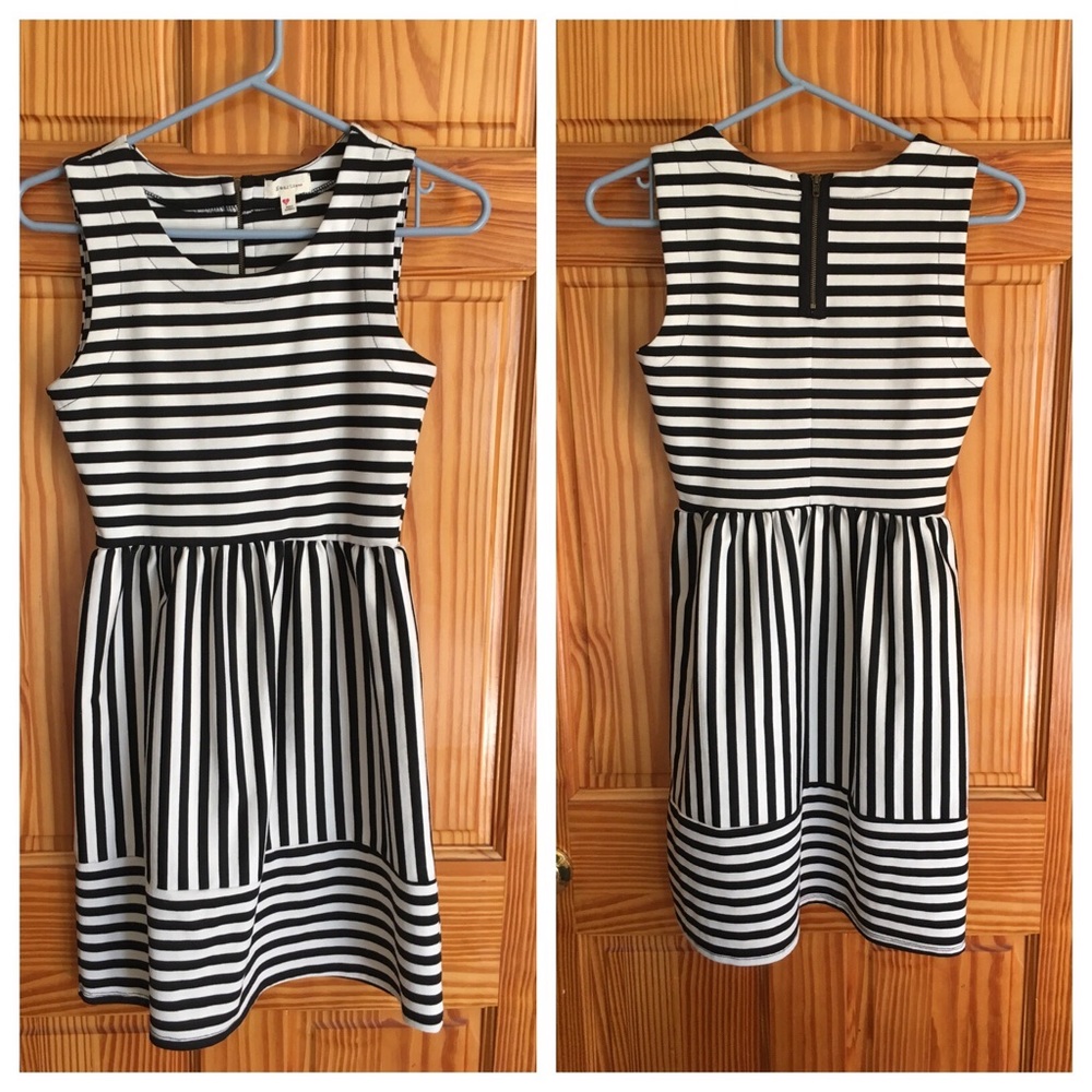 Black and white striped dress