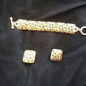 Leopard Bracelet And Matching Clip On Earrings
