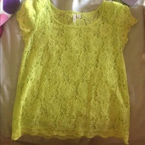 Bright yellow lace top