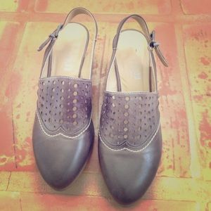 Fidji Pewter Sling-backs, 39