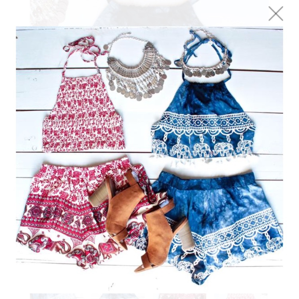 NWT Boho 2 Piece Set Red "Ellie" ShopHearts Med.
