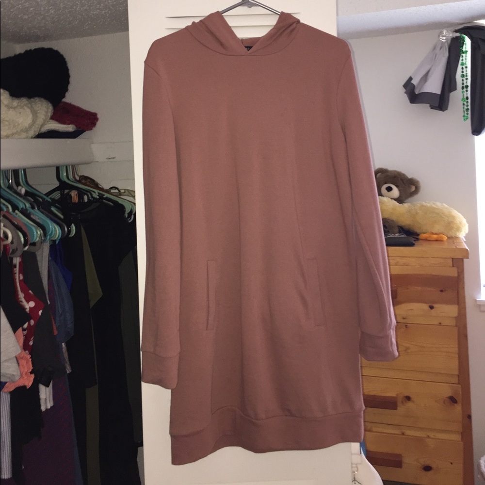 Pink oversized long hoodie