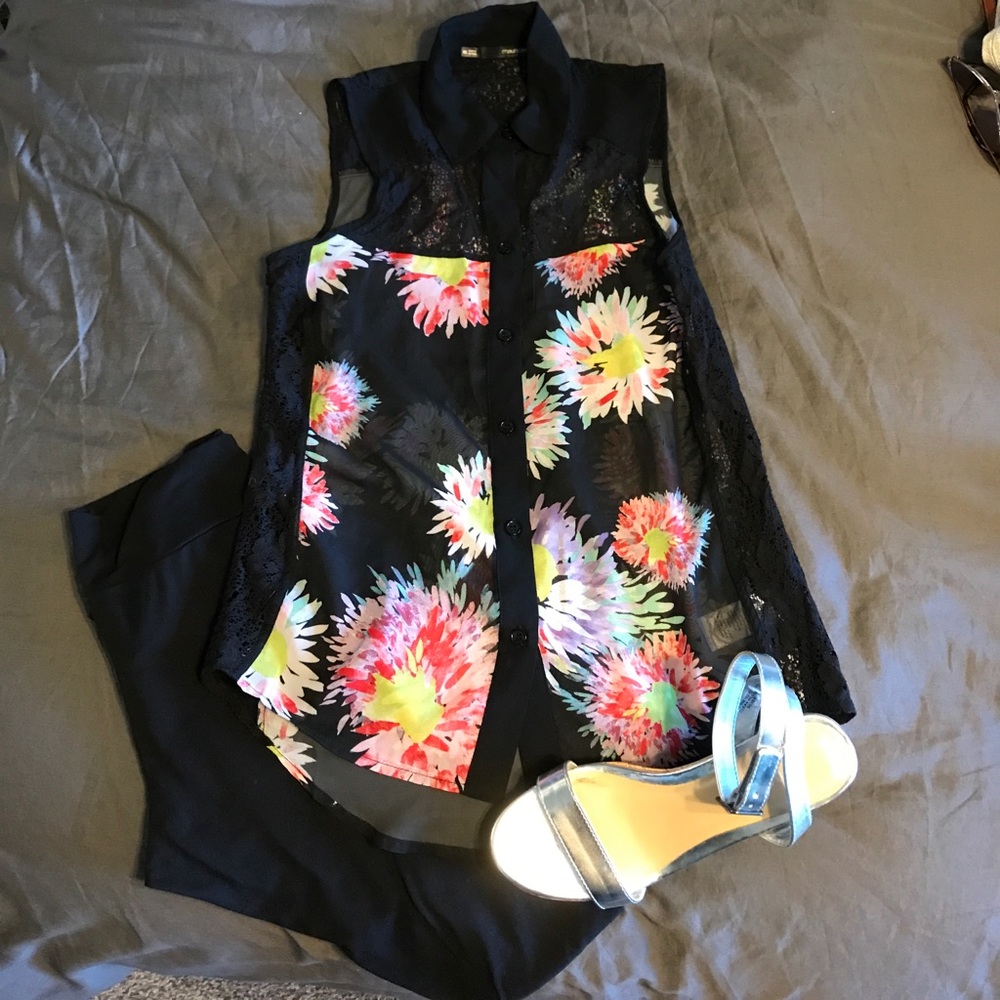 Sheer black sleeveless top
