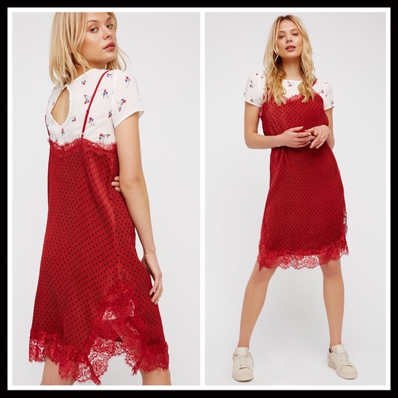 FREE PEOPLE MIDI RED DRESS & FLORAL TUNIC SET - Picture 3 of 8