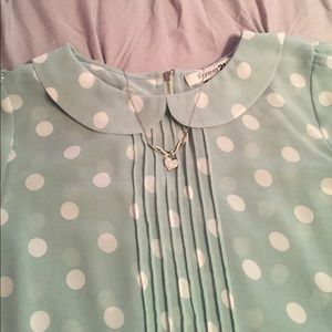 Polka dot Peter Pan Collared Shirt