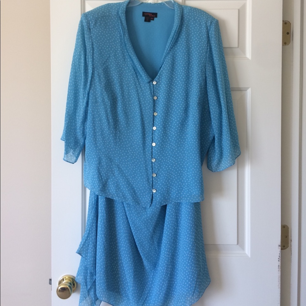 Sky blue 2piece silk dress