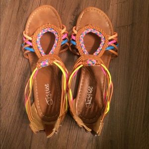 Justice sandals with colorful straps!